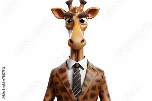 3d character of a business giraffe