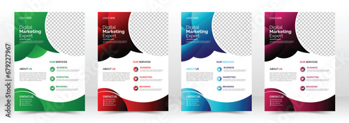 Multipurpose Flyer Layout with shiny Green, Red , Aqua and Cerise color Accent, creative Corporate & Business Flyer Brochure Template Design, vector template design.