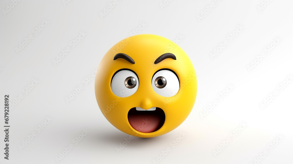 3D rendering Duh emoji on white isolated background shocked emoji 3D rendering Duh emoji on white isolated background shocked emoji