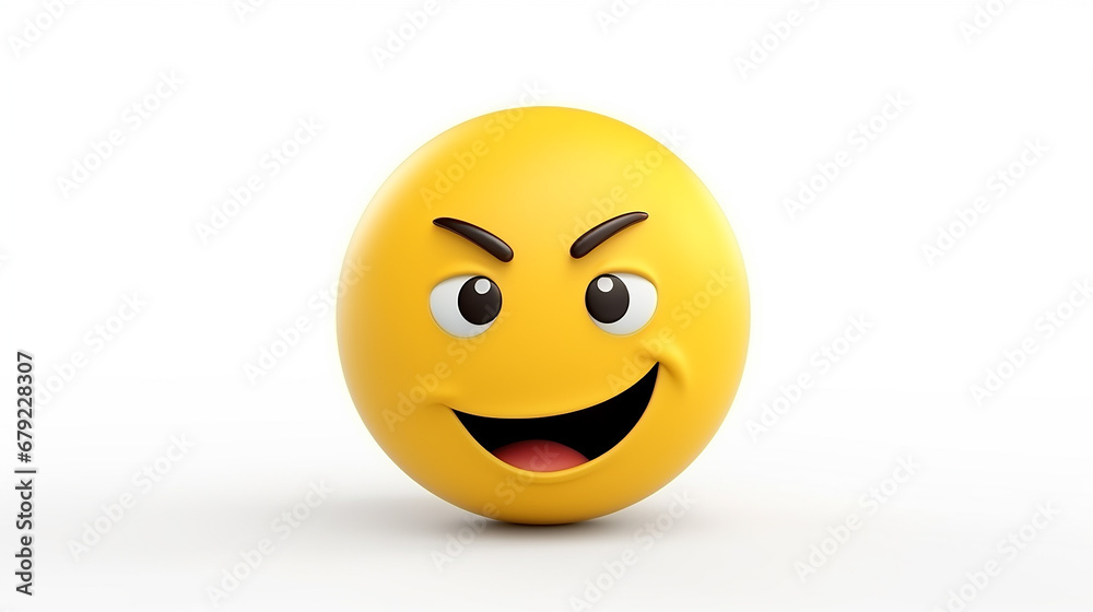 Fototapeta premium 3D rendering Duh emoji on white isolated background fake smile emoji illustration