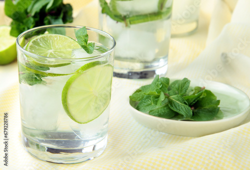 refreshing mojito drink with mint and lime