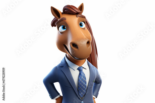 3d character of a business horse