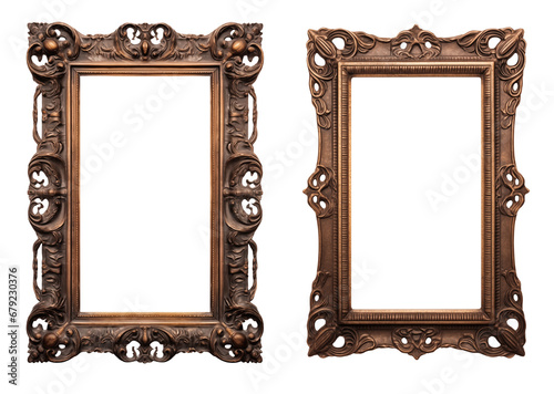 Set of old west intricate wooden frames - early 19th century to the early 20th century - premium pen tool cutout  photo