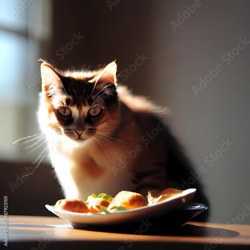 cat eating food © ehtasham