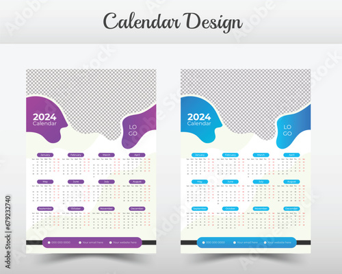 Creative unique wall calendar , Modern customizable calendar, Minimalist modern wall calendar design layout template.