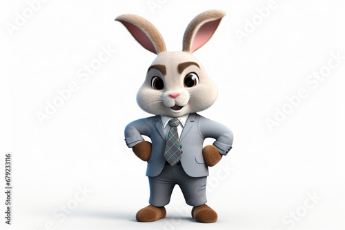 3d character of a business rabbit