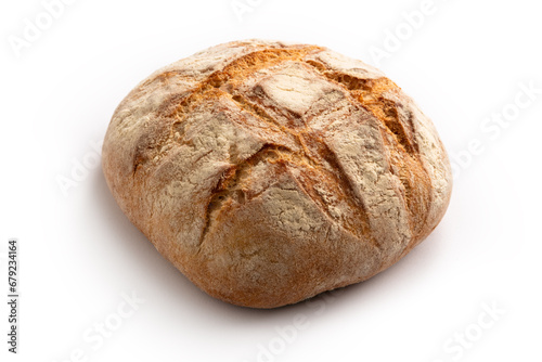 Pagnotta, tipico pane fresco italiano isolato su fondo bianco 