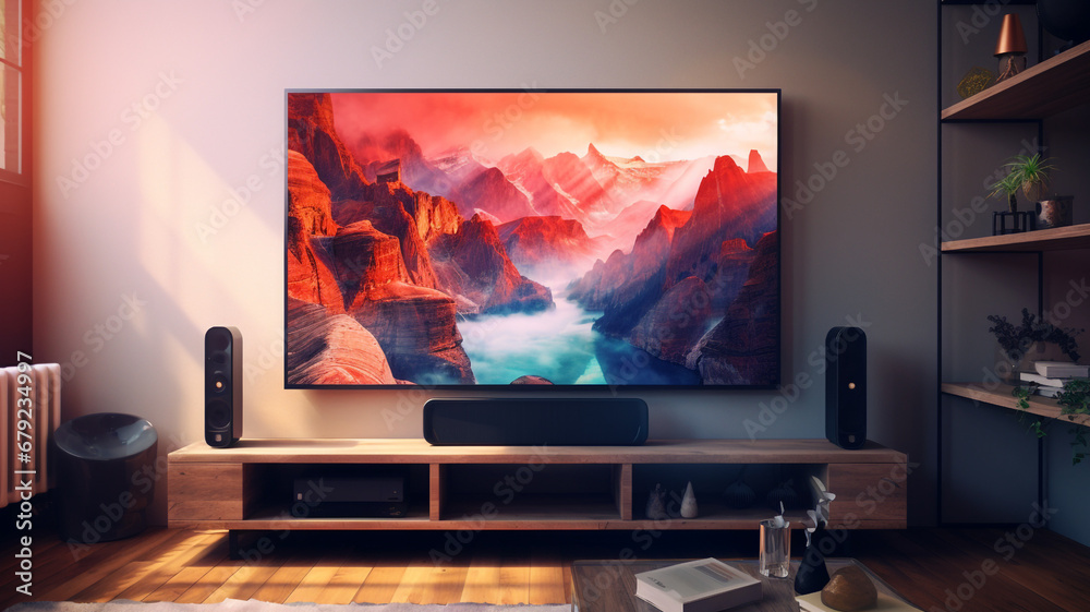Ai Generated amazing illustration living room with tv Ai Generated amazing illustration living room with tv