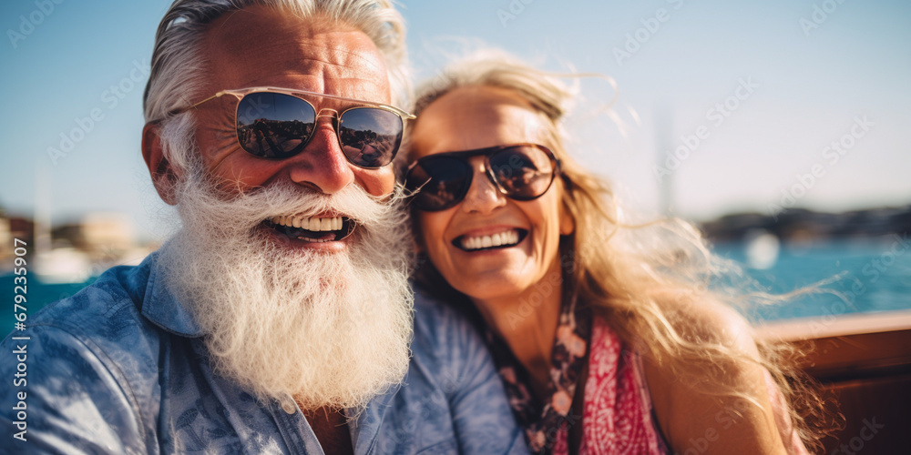 Beautiful retired senior couple enjoying cruise vacation. Senior man and woman having fun on a cruise ship. Old man and old lady travelling by sea
Beautiful retired senior couple enjoying cruise vacation. Senior man and woman having fun on a cruise ship. Old man and old lady travelling by sea