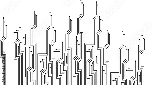 black and white circuit board background with lines.motherboard processor computer. 