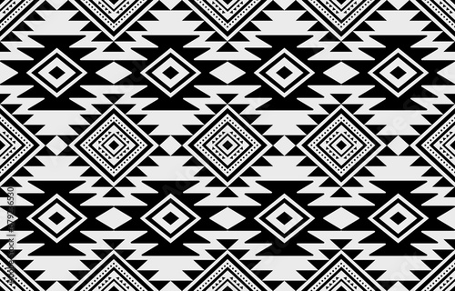 Wallpaper Mural Ethnic southwest tribal Navajo ornamental seamless pattern fabric black and white design for textile printing Torontodigital.ca
