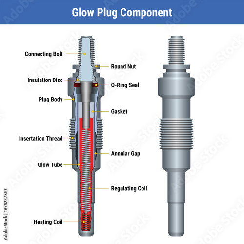 Vector Illustration for Glow Plug Component