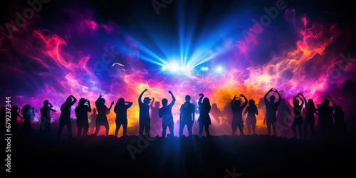 Silhouette of people dancing during a club