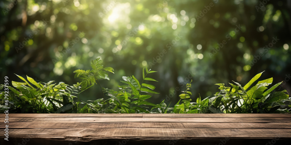 Wood plank in the jungle