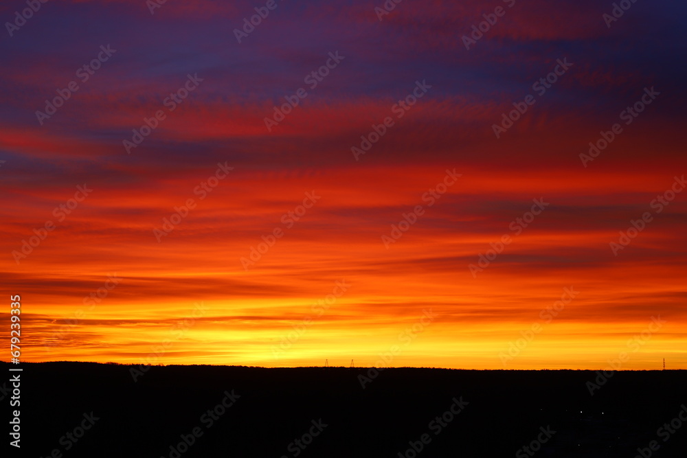 Abstract background -  Fiery red sunrise. 
