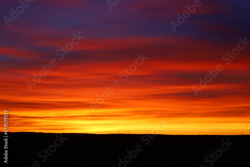Abstract background - Fiery red sunrise. 