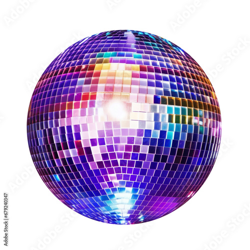 Vibrant Purple Retro 70s Disco Ball Isolated on Transparent Background PNG 