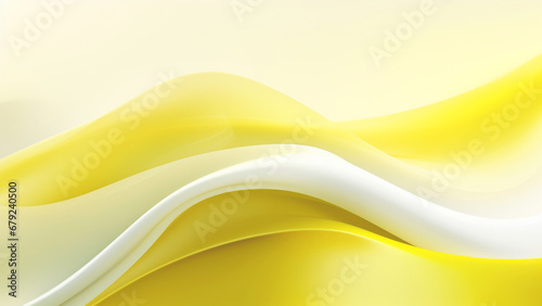 Abstract lemon yellow waves design with smooth curves and soft shadows on clean modern background. Fluid gradient motion of dynamic lines on minimal backdrop