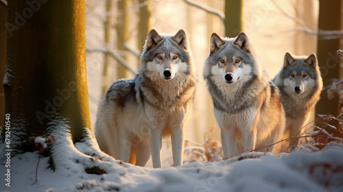 Majestic Wolves in Enchanted Winter Forest