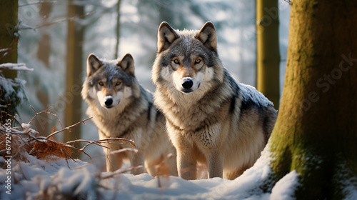Majestic Wolves in Enchanted Winter Forest © Thomas