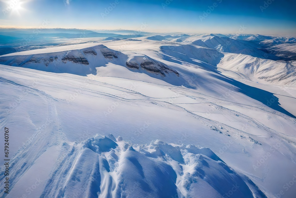 snow covered mountains in winter