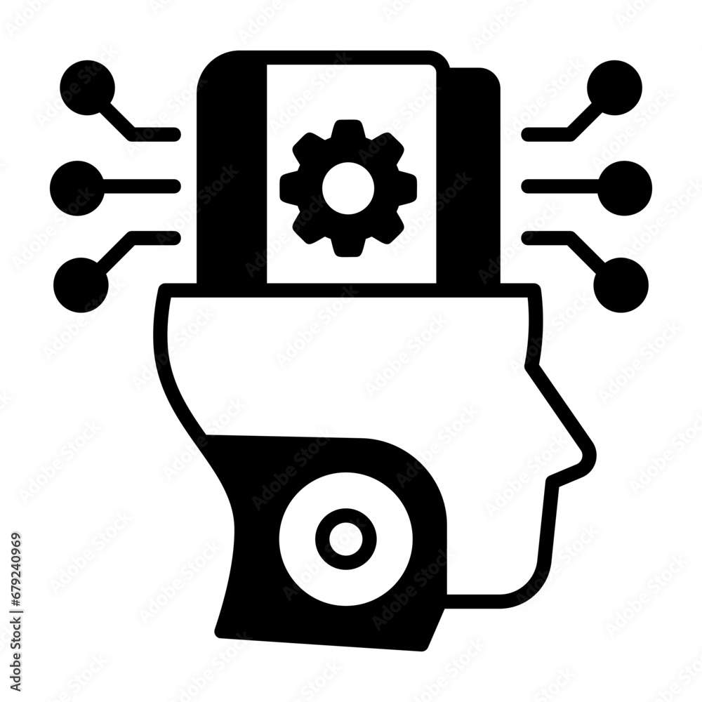 Neuromorphic engineering concept, biological brains Installation vector