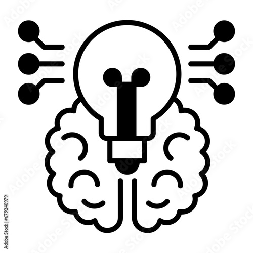 artificial neurons machine learning concept, Human Brain Inspired Idea vector icon design, predictive modeling or adaptive control symbol, ai sign, neural circuit stock illustration
