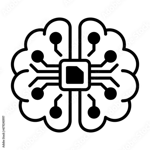 Brain implant neural implants concept, brain-machine interface technology vector icon design, predictive modeling or adaptive control symbol, artificial intelligence sign, neural circuit illustration