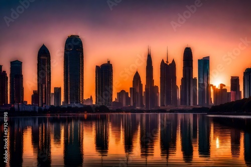 city skyline at sunset © Maher