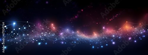 An abstract visualization of a high-speed internet network with glowing nodes and pulsating connections photo