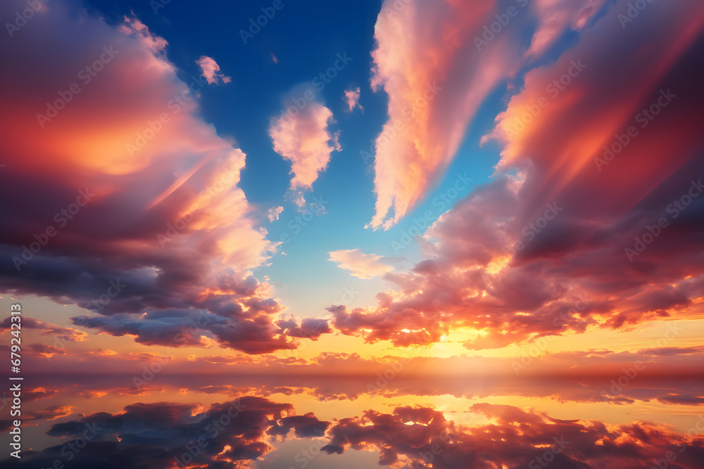 Fototapeta premium breathtaking clouds and sunset sky from above