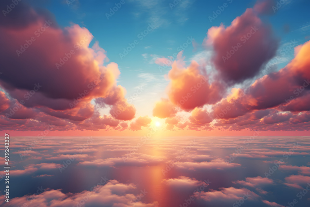 breathtaking clouds and sunset sky from above