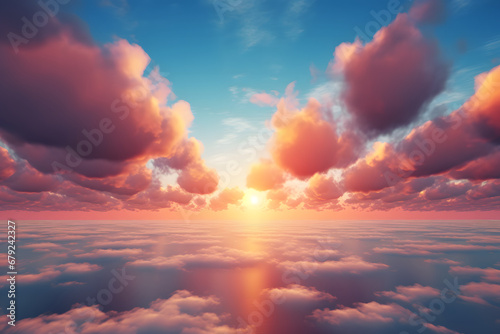 breathtaking clouds and sunset sky from above