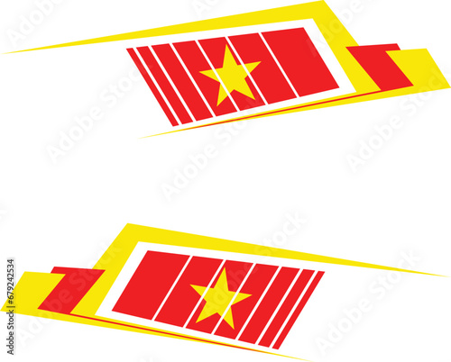 Decals are stuck on both sides of the car. Stylish decal illustrating the Vietnamese flag