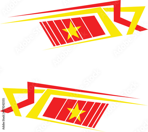 Decals are stuck on both sides of the car. Stylish decal illustrating the Vietnamese flag