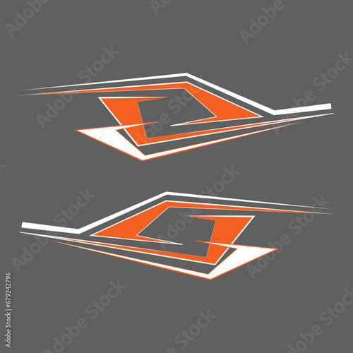  Orange and white racing decals. Car body sticker template design vector. sticker racing. car modification sticker.