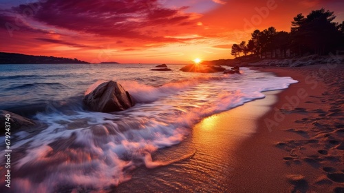 Beautiful sunset on the beach photo