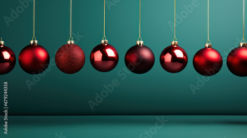 christmas balls on green background