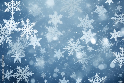 White snowflakes on a blue background
