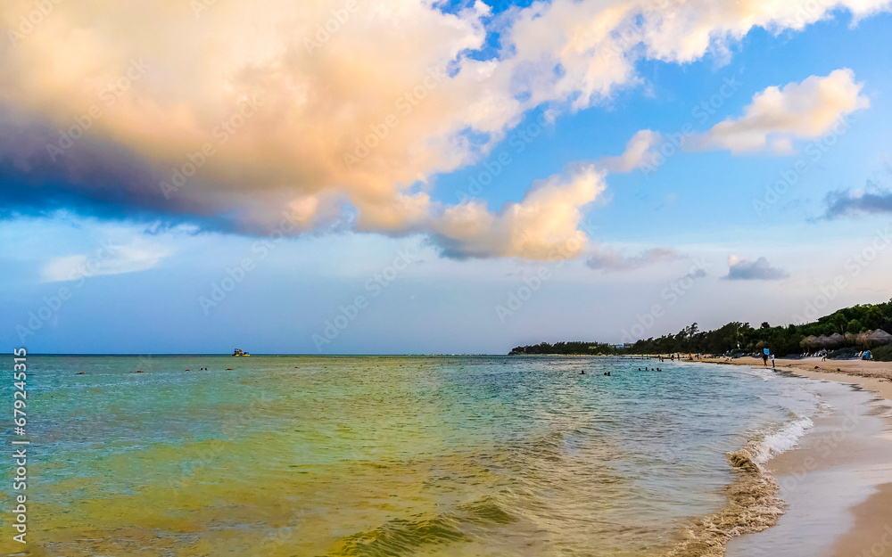 Tropical mexican beach clear turquoise water Playa del Carmen Mexico. Tropical mexican beach clear turquoise water Playa del Carmen Mexico.