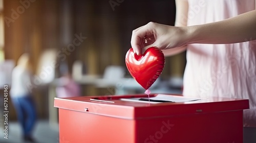 Volunteer helping with donation box photo