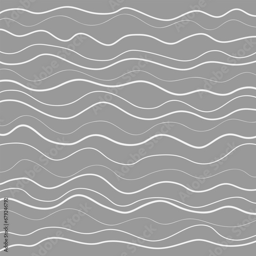 Vector abstract monochromatic pattern in the form of wavy lines on a gray background