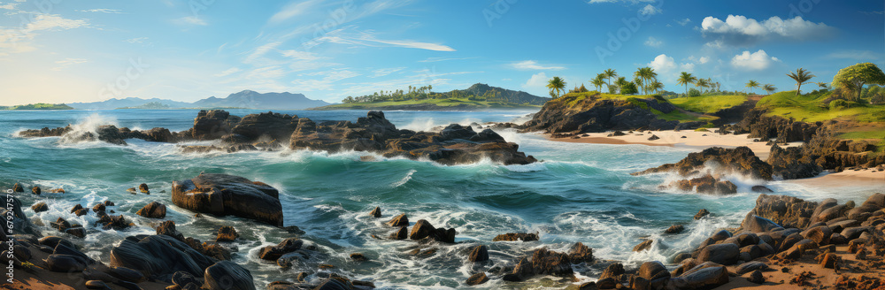 Eden's Echo: A Paradise Island Poster with Clear Water and Beach, Unveiling the Pristine Embrace of Nature's Secluded Serenity, Crafted by Generative AI Eden's Echo: A Paradise Island Poster with Clear Water and Beach, Unveiling the Pristine Embrace of Nature's Secluded Serenity, Crafted by Generative AI