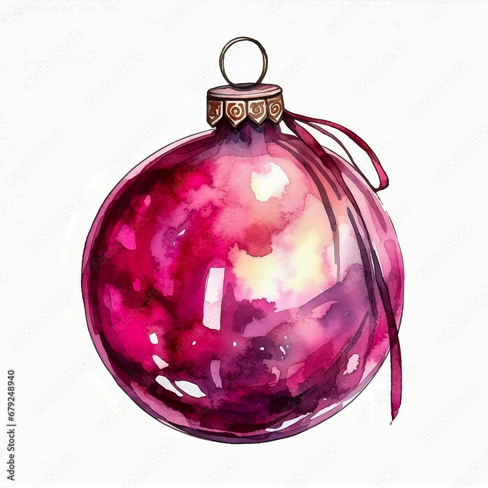 pink christmas ball with ribbon, christmas decorations pink christmas ball with ribbon, christmas decorations