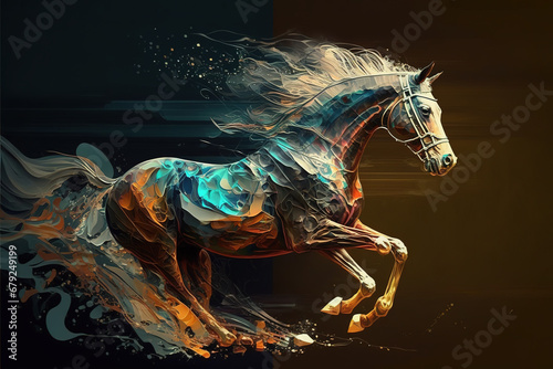 Fantasy of colorful horse on clean background. Wildlife Animals.