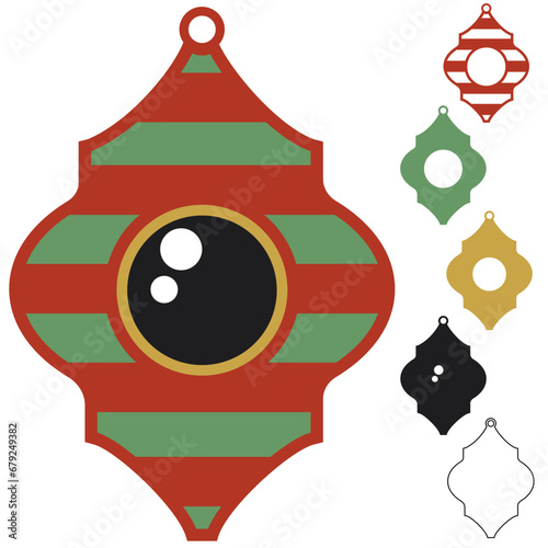 Santa cam template, 3d Christmas ornament, Layered papercut svg files, Kids Christmas arabesque decoration
