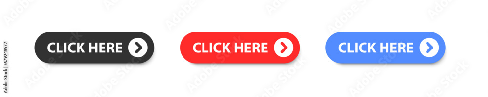 Click here button icon. Mouse cursor push symbol. Press on the site. Online bar click. Promotion banner. Vector illustration.