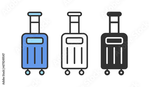 Baggage icon. Luggage symbol. Travel bag. Vacation trip. Vector illustration.
