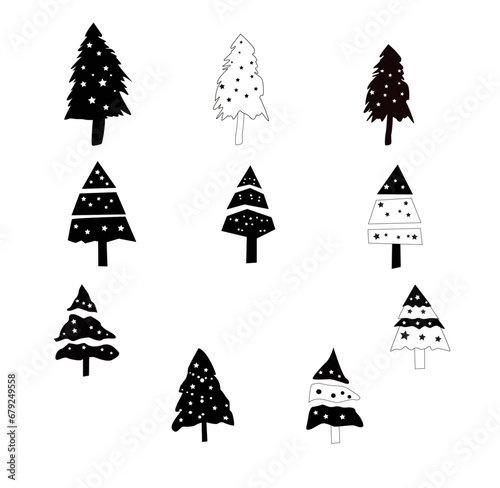 set of christmas trees