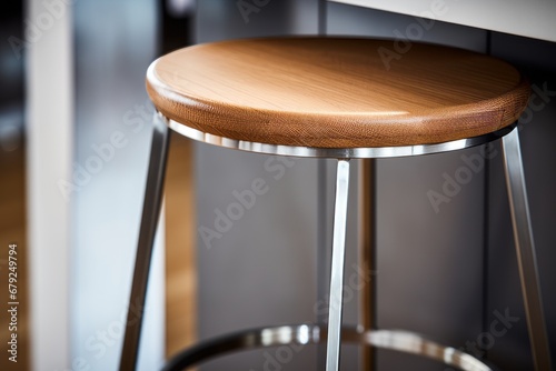 modern steel chair stool closeup minimal stool bar in modern space interior design concept interior space with modern stool daylight creative space concept photo